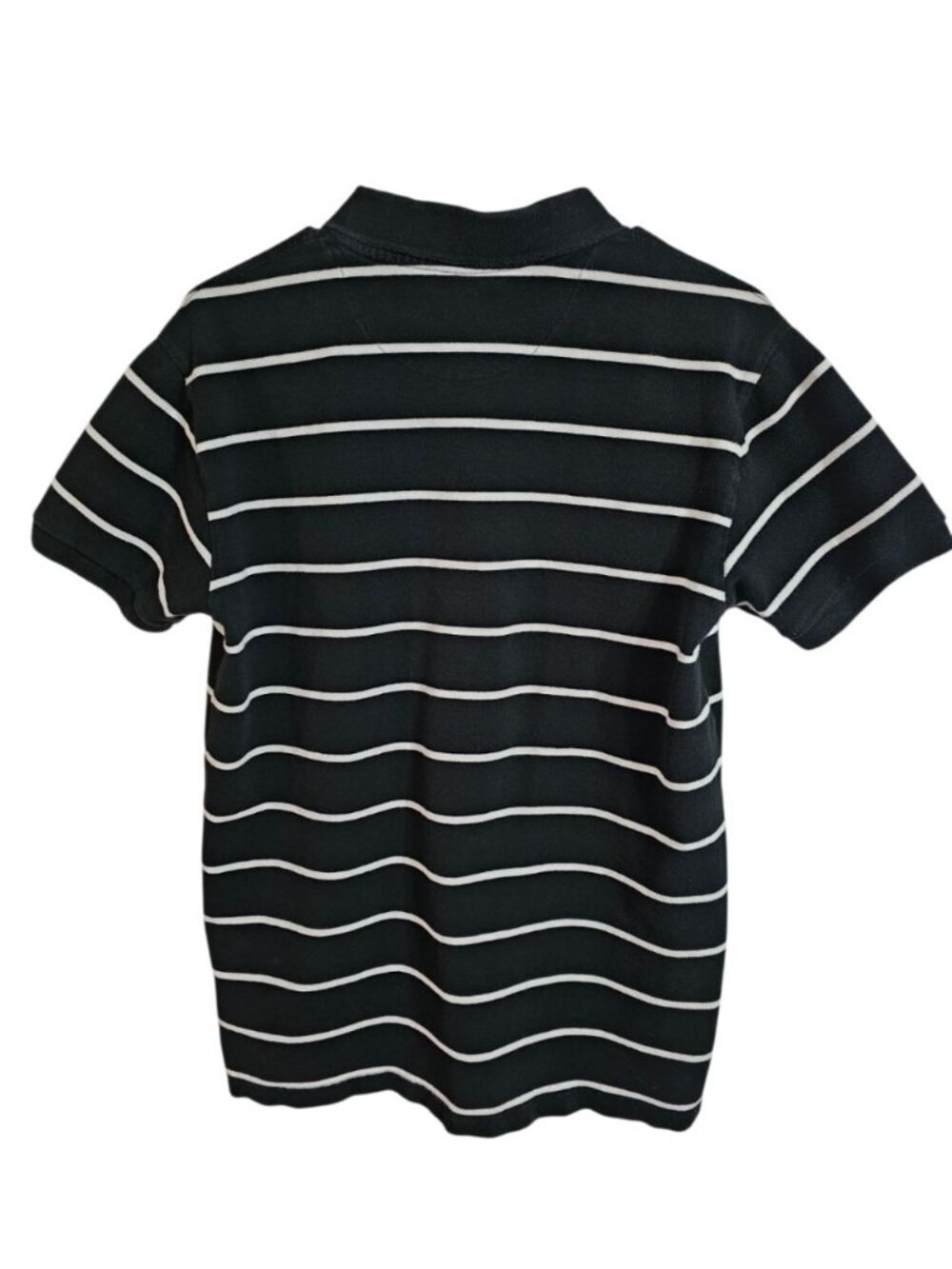 Gap Men Medium Polo Black White Striped Cotton Archival Essential Quiet Luxury - Picture 3 of 6